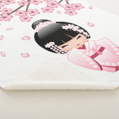 White Kimono Kokeshi Doll - Cute Geisha Girl Sherpa Deken (3/4)