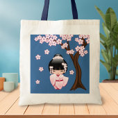 White Kimono Kokeshi Doll - Cute Geisha Girl Tote Bag