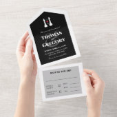 White King Chess Pineersels Gay Wedding All In One Uitnodiging (Afscheurbaar)