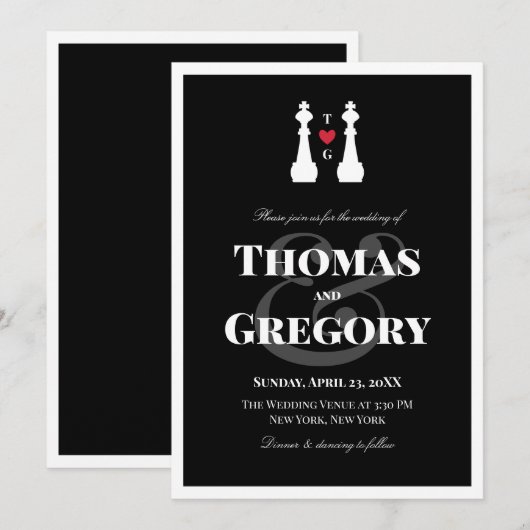 White King Chess Pineersels Gay Wedding Kaart (Voorkant / Achterkant)