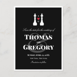 White King Chess Pineerslag Wedding Save the Date Aankondigingskaart