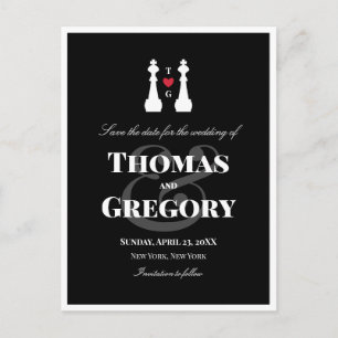 White King Chess Pineerslag Wedding Save the Date Aankondigingskaart
