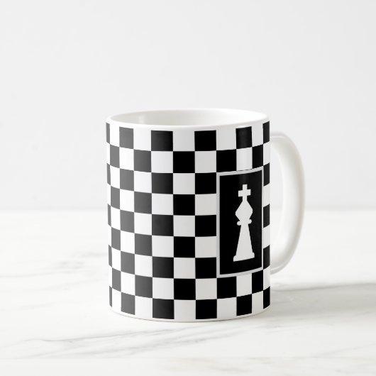 White King op Black & White Chess Coffee Mok (Voorkant rechts)