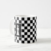 White King op Black & White Chess Coffee Mok (Voorkant links)