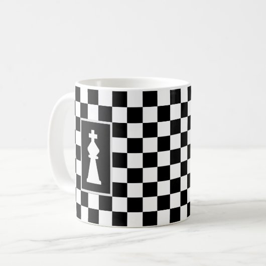 White King op Black & White Chess Coffee Mok (Voorkant links)