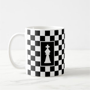 White King op Black & White Chess Coffee Mok