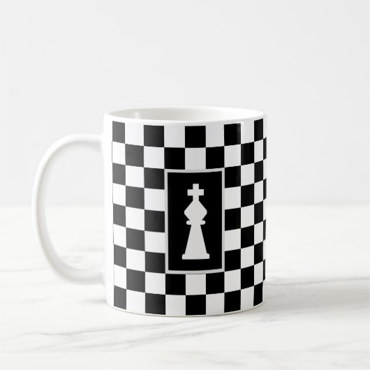 White King op Black & White Chess Coffee Mok (Links)