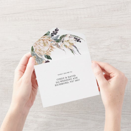 White King Protea All in One Wedding Invitation All In One Uitnodiging (Opening)