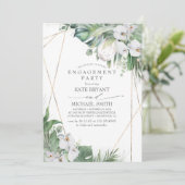 White King Protea Orchids Tropics Engagement Party Kaart (Staand voorkant)