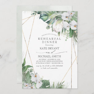 White King Protea Orchids Tropics Rehearsal Dinner Kaart