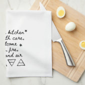 White Kitchen Towel Witch Pagan Incantation Symbol Theedoek (Quarter Fold)
