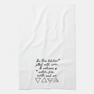 White Kitchen Towel Witch Pagan Incantation Symbol Theedoek