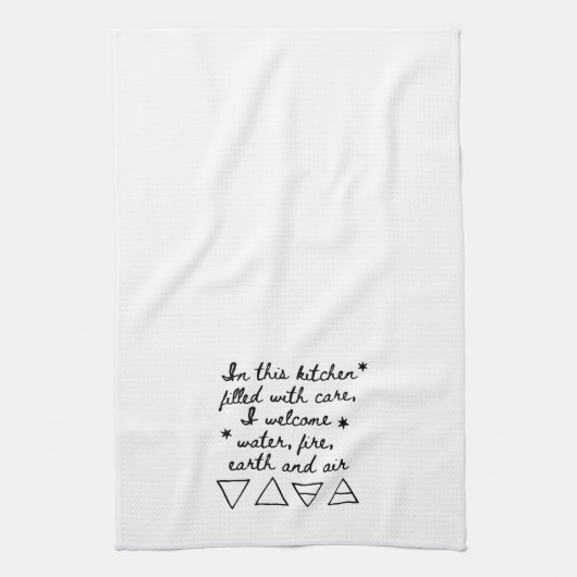 White Kitchen Towel Witch Pagan Incantation Symbol Theedoek (Verticaal)
