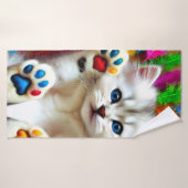 White Kitten Art Badhanddoek (Badhanddoek)