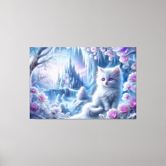 White Kitten beroemd gemaakt door Fantasy Ice King Canvas Afdruk