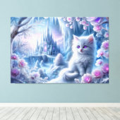 White Kitten beroemd gemaakt door Fantasy Ice King Canvas Afdruk (Insitu (Houten vloer))