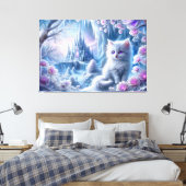White Kitten beroemd gemaakt door Fantasy Ice King Canvas Afdruk (Insitu (Slaapkamer))
