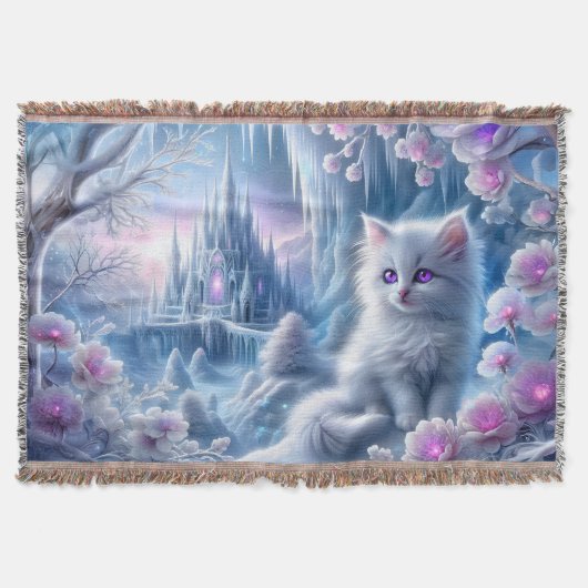 White Kitten beroemd gemaakt door Fantasy Ice King Deken (Voorkant)