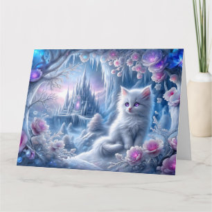 White Kitten beroemd gemaakt door Fantasy Ice King Kaart