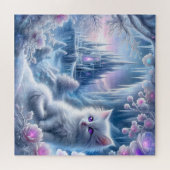 White Kitten beroemd gemaakt door Fantasy Ice King Legpuzzel (Horizontaal)