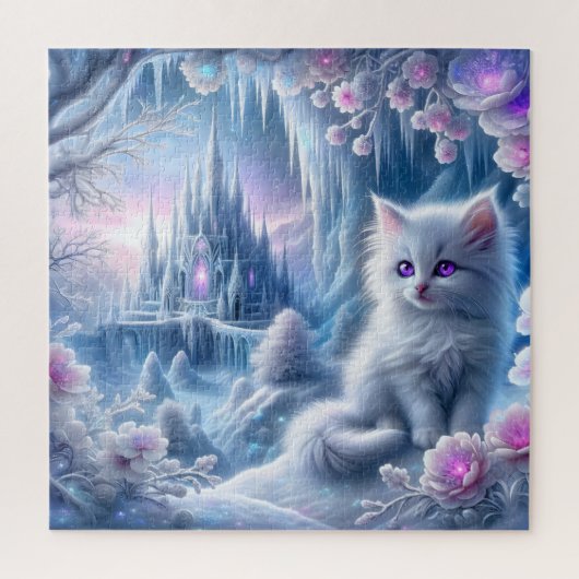White Kitten beroemd gemaakt door Fantasy Ice King Legpuzzel (Verticaal)