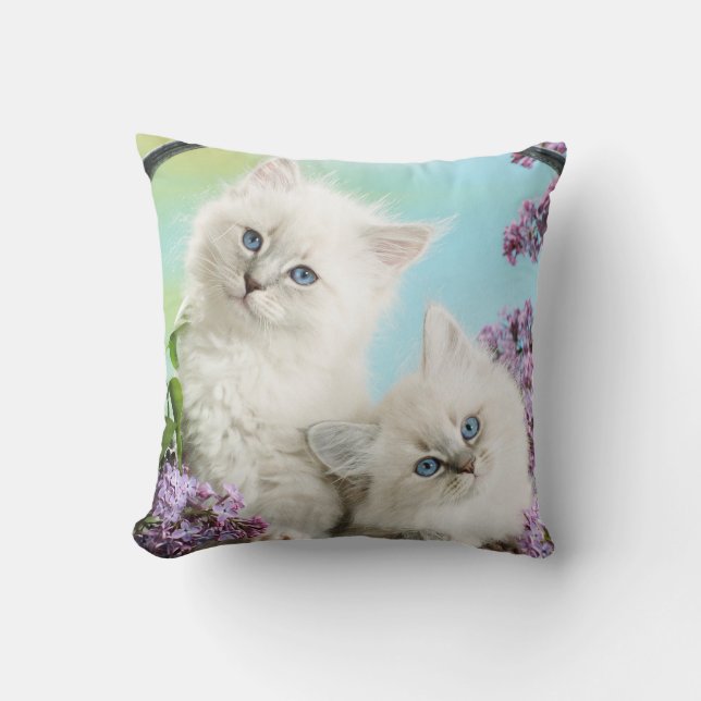 White Kitten Decorative Pillow Kussen (Voorkant)