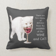 White Kitten Drink Red Wine Art Quote