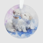 White Kitten en White Puppy Ornament (voorkant)