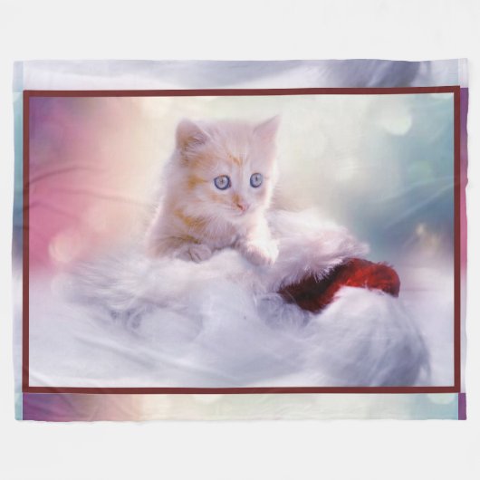 White Kitten Fleece Deken (Voorkant (Horizontaal))