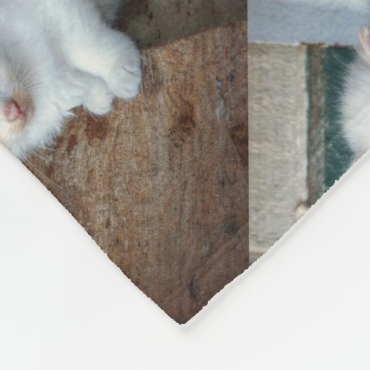 White Kitten Fleece Deken (Hoek)