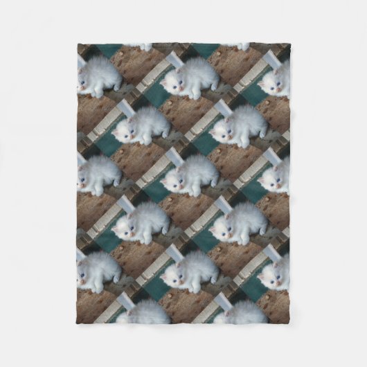 White Kitten Fleece Deken (Voorkant)