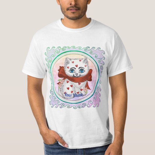 White Kitten Hearts T-shirts (Voorkant)