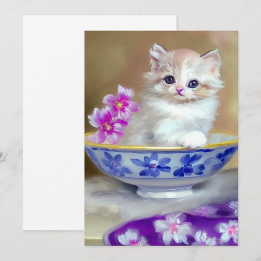  White Kitten Illustratie Aankondiging (Voorkant / Achterkant)
