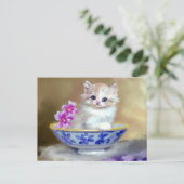  White Kitten Illustratie Briefkaart (Staand voorkant)