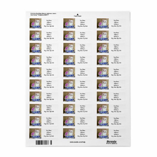  White Kitten Illustratie Etiket (Full Sheet)