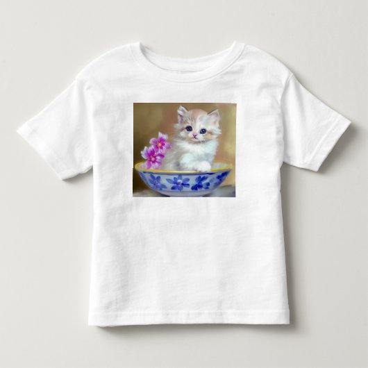 White Kitten Illustratie Kinder Shirts (Voorkant)