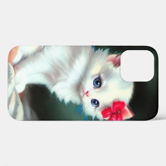  White Kitten Illustratie met Red Flowers Case-Mate iPhone Case (Achterkant (horizontaal))