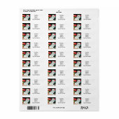  White Kitten Illustratie met Red Flowers Etiket (Full Sheet)