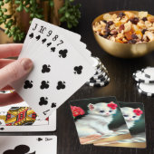  White Kitten Illustratie met Red Flowers Pokerkaarten (Insitu)