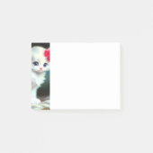  White Kitten Illustratie met Red Flowers Post-it® Notes (Voorkant)