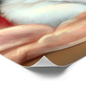  White Kitten Illustratie met Red Flowers Poster (Hoek)