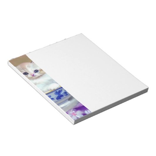  White Kitten Illustratie Notitieblok (Schuin)