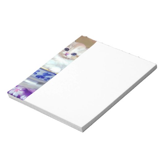  White Kitten Illustratie Notitieblok (Linkerzijde)