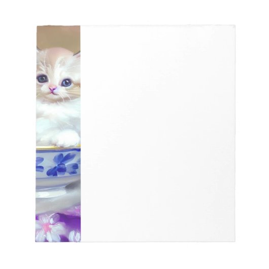 White Kitten Illustratie Notitieblok (Voorkant)