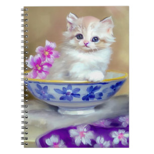White Kitten Illustratie Notitieboek