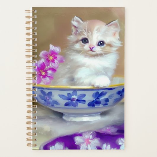 White Kitten Illustratie Planner (Voorkant)