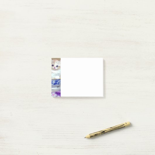 White Kitten Illustratie Post-it® Notes (Op bureau)