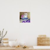 White Kitten Illustratie Poster (Keuken)