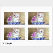  White Kitten Illustratie Rechthoekige Sticker (Vel)