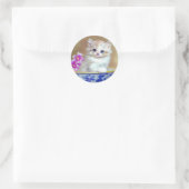 White Kitten Illustratie Ronde Sticker (Tas)